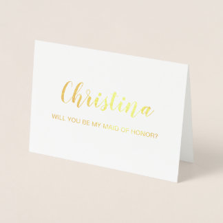 Dorée Carte Gold Foil | serez-vous ma servante d'honneur