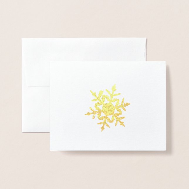 Dorée Carte miniature Gold Winter Snowflake (Devant avec enveloppe)
