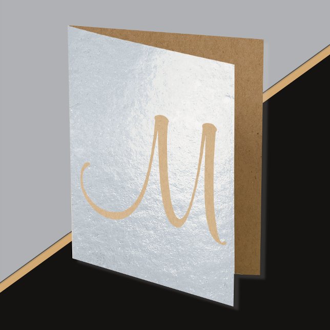 Dorée Carte Monogramme initiale vierge à l'intérieur de  (Depiction of Foil Note Card, closer view)