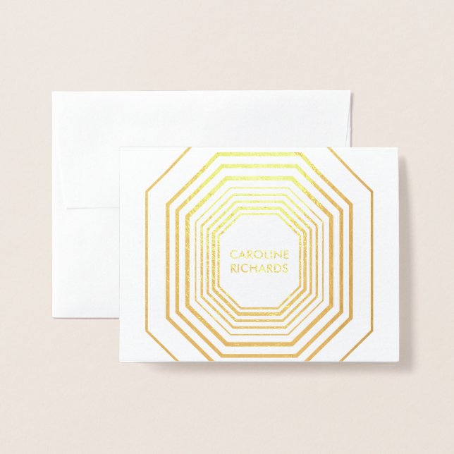 Dorée Carte pliée personnalisée Glam Deco (Devant avec enveloppe)