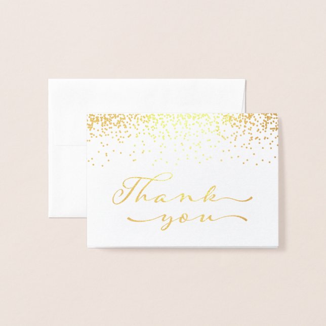 Dorée Carte pour notes de Merci Gold Foil (Devant avec enveloppe)
