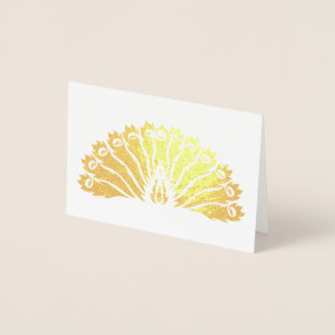 Dorée Carte pour notes Gold Peacock (ventilateur)
