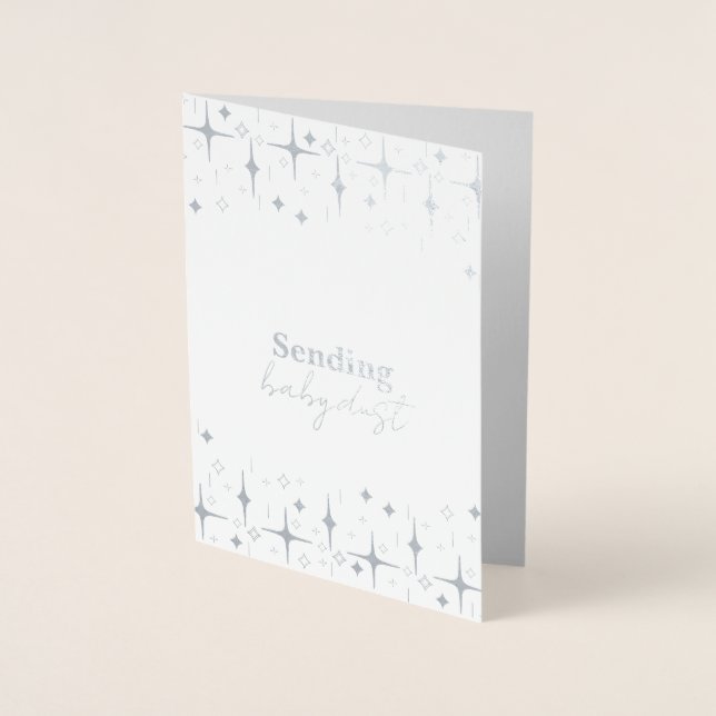 Dorée Carte Poussière Bébé Infertilité Souhaits Argent F (Devant)