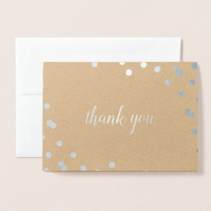 Dorée Confetti Dot Carte de remerciements blanc à huile 