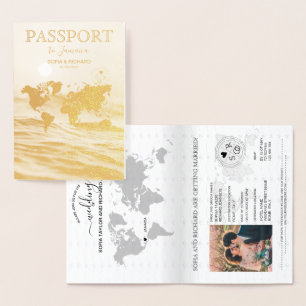 Dorée Destination mariage Passport Carte du monde JAMAIC