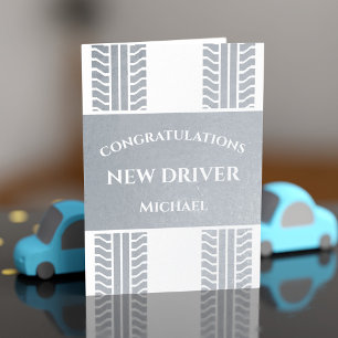 Dorée Félicitations Nouveau Conducteur Pneus Carte Foil