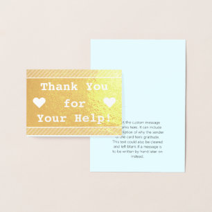 Dorée "Merci de votre aide !" Carte de vœux