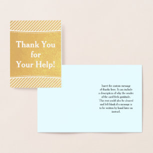Dorée "Merci pour ton aide !" Carte de vœux