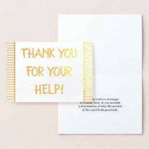 Dorée "MERCI POUR VOTRE AIDE !" Carte de voeux