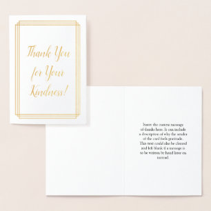 Dorée "Merci pour votre gentillesse !" Carte de vœux