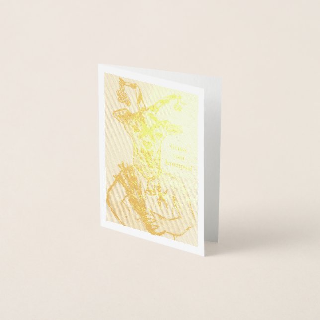 Dorée Mini carte de Noël Krampus Gold Foil (Devant)