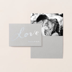 Dorée Silver Foil Love Photo Carte de remerciements sur
