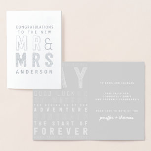 Dorée typographie félicitations carte mariage.