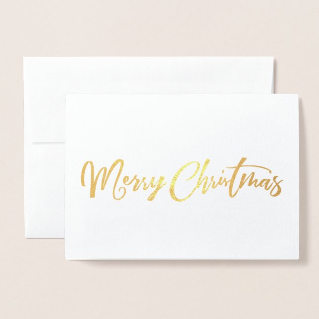 Dorée Véritable Foil Gold Joyeuse carte de Noël (Devant avec enveloppe)