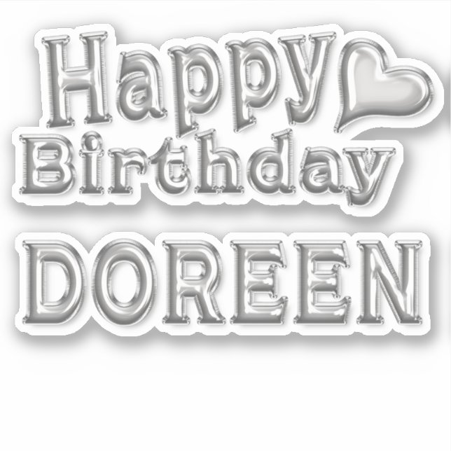 Doreen Happy Birthday silver Sticker (Front)