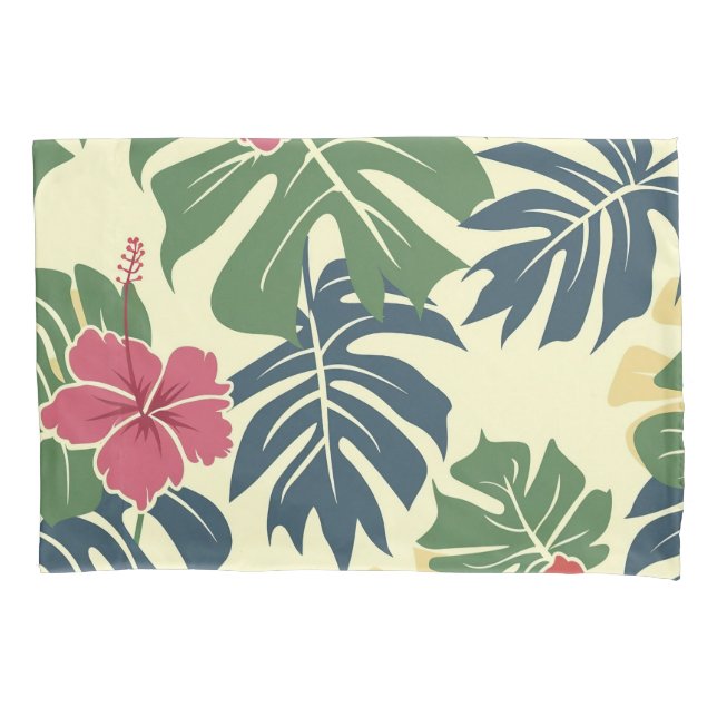 D'oreillers Housse de coussin florale tropicale jaune (devant)