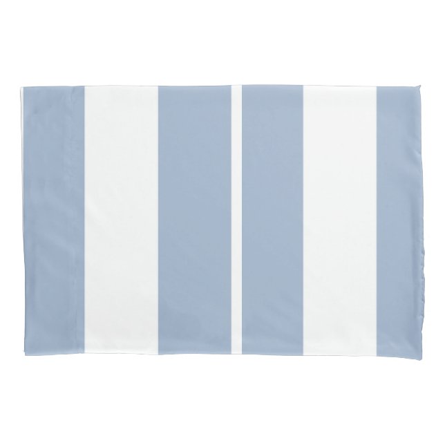 D'oreillers Housse de Coussin Rayée Carrée Blanche et Bleue (devant)