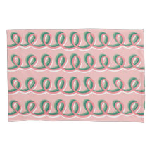 Housse de coussin rose et verte mignonne à boucles