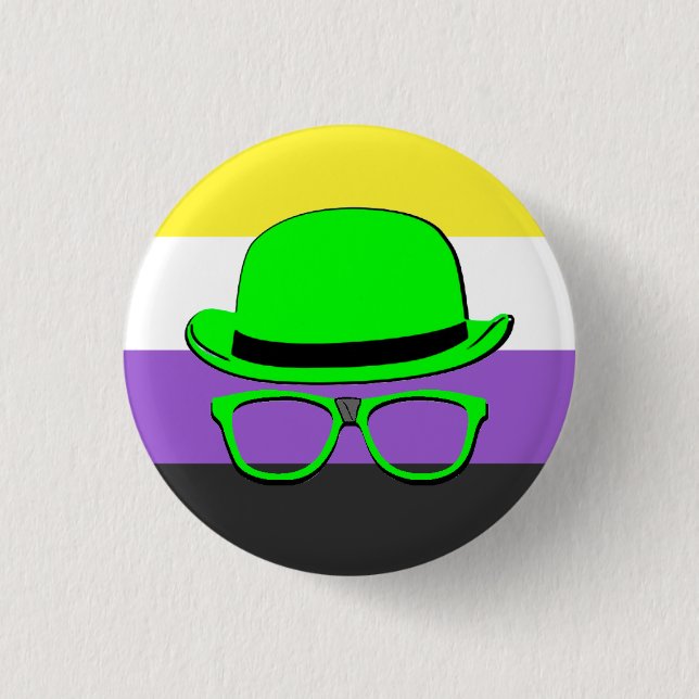Dork Night Enby Pride Button (Front)