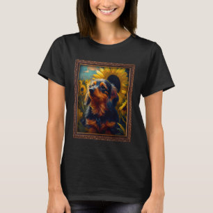 Dorkie Painting Sunflower Flower Mom Women Floral T-Shirt