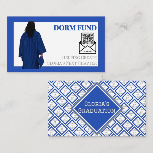 Dorm Fund Graduation QR Code Insert | Blue Grey (Front/Back)