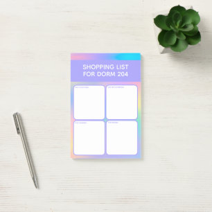Dorm Shopping List with 4 Categories Purple  Post-it Notes
