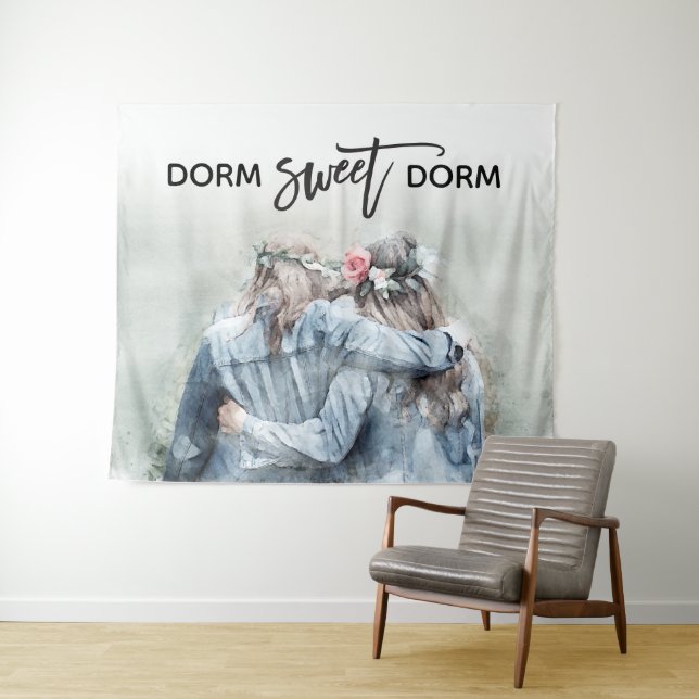 Dorm Sweet Dorm College Room Mates Wall Hanging Tapestry (In Situ (Horizontal))
