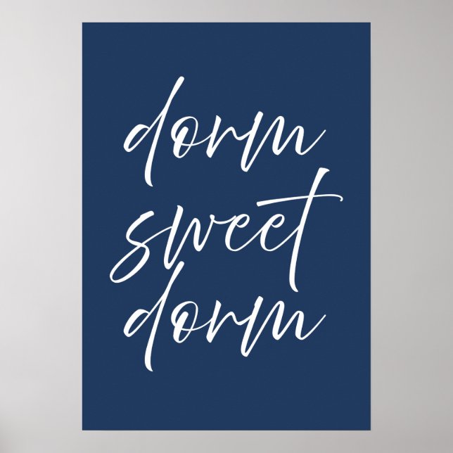 Dorm Sweet Dorm Navy Poster | Preppy Dorm Wall Art (Front)