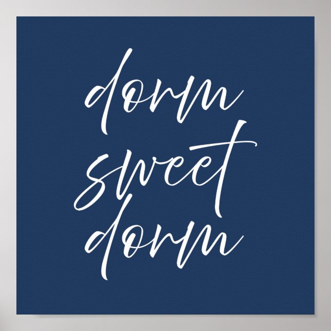 Dorm Sweet Dorm Navy Poster | Preppy Dorm Wall Art (Front)
