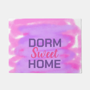 Dorm sweet dorm pink purple watercolor text doormat