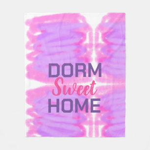 Dorm sweet dorm pink purple watercolor text fleece blanket