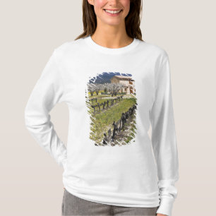 Dormant vineyard, fruit blossoms, stone house, T-Shirt