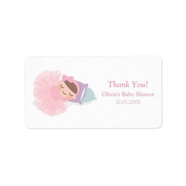 Dormir Ballerina Tutu Baby Girl Douche Étiquettes (Devant)
