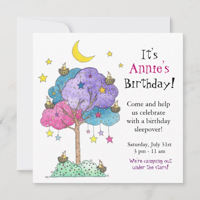 Dormir, Invitation de fête d'anniversaire (Devant)