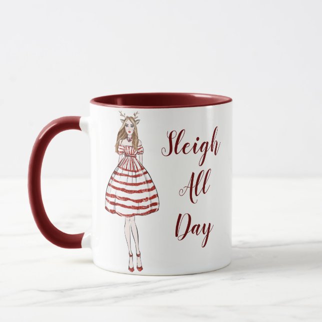 Dormir toute la journée Fête Café de Noël Mug (Gauche)