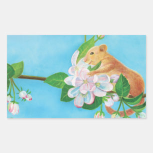 Dormouse and apple blossoms illustration  sticker