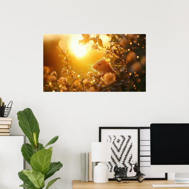 Dormouse in Surrey Hedge Sunrise  Poster (Home Office)