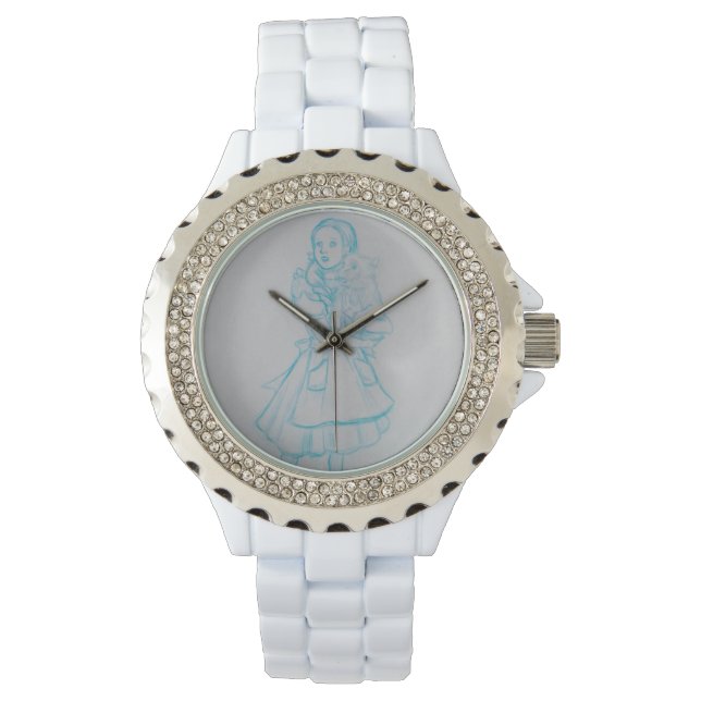 Dorothy and Toto blue Sketch Rhinestone Watch (Front)