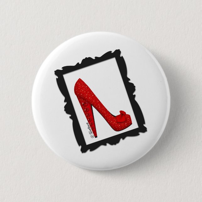 Dorothy's Framed Ruby Red Heels 2 Inch Round Button (Front)
