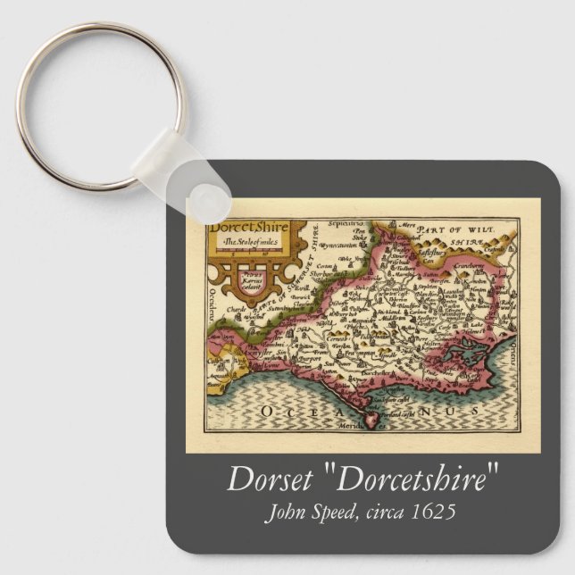 Dorset Dorsetshire County England Old Historic Map Keychain (Front)