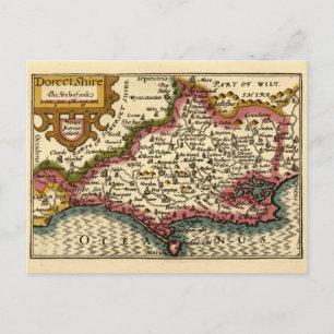 Dorset Dorsetshire County England Old Historic Map Postcard