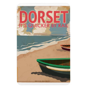 Dorset, England Vintage locomotive Travel Poster Magnet