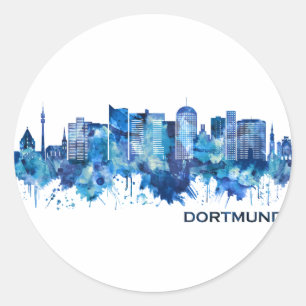 Dortmund Germany Skyline Blue Classic Round Sticker