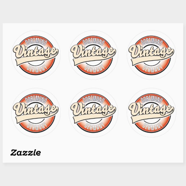 Dortmund vintage style logo, classic round sticker (Sheet)