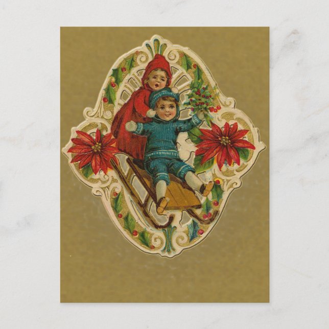 Dorures et Poinsettias Cartes de fin de année (Devant)