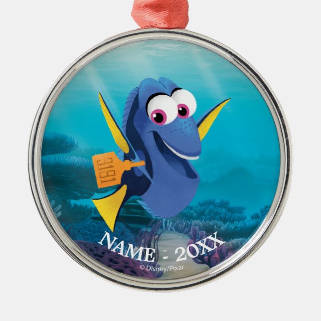 Dory | Finding Dory Smiling Add Your Name Metal Ornament (Front)