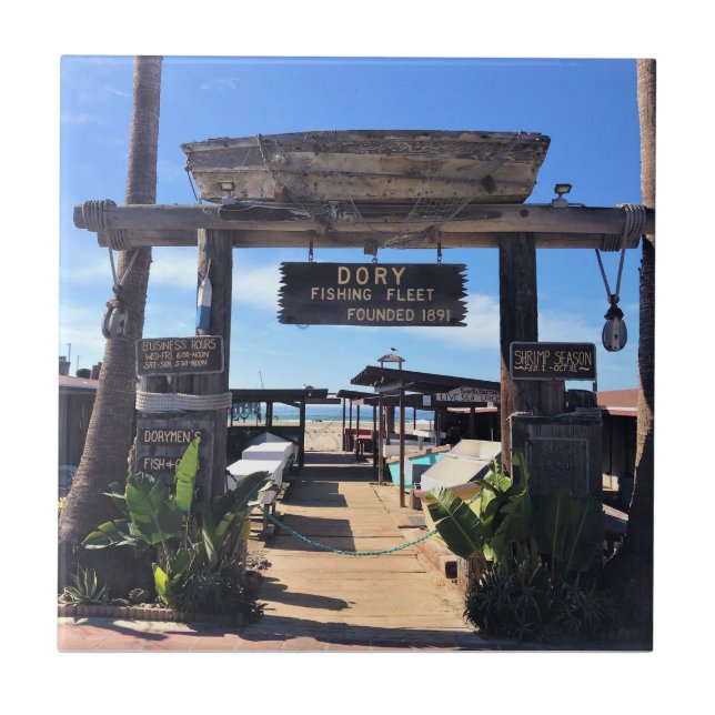 Dory Fishing Fleet, Newport Beach, California Tile (Front)