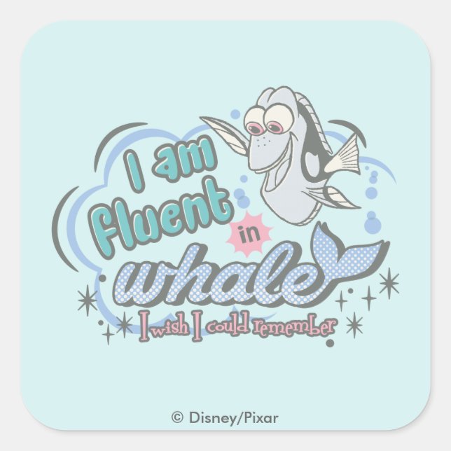 Dory | I am Fluent in Whale Comic Square Sticker (Front)