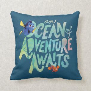 Dory & Nemo   An Ocean of Adventure Awaits Throw Pillow
