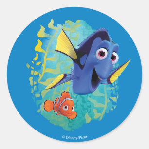 Dory & Nemo   Swim With Friends Classic Round Sticker